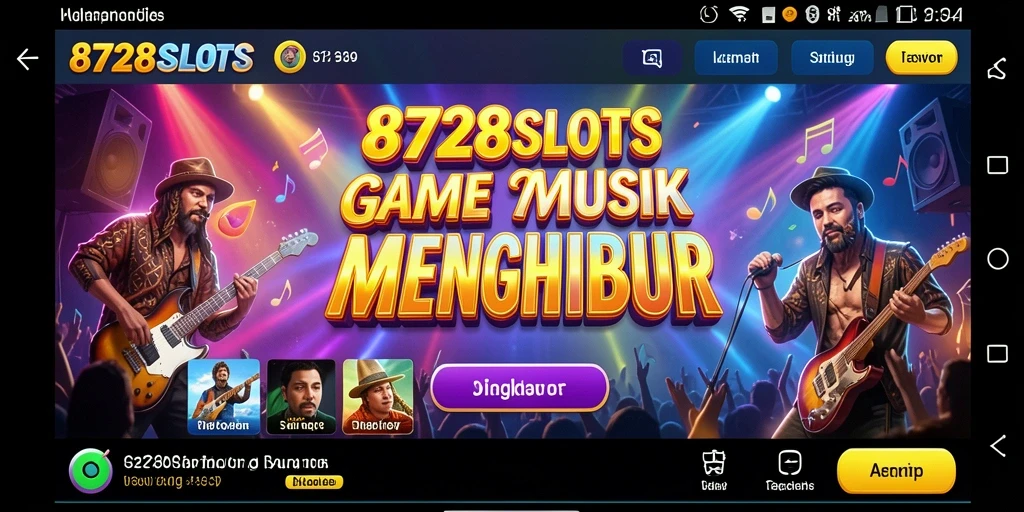 Tampilan utama gameplay 8728SLOTS dengan aksi menyanyi yang seru.