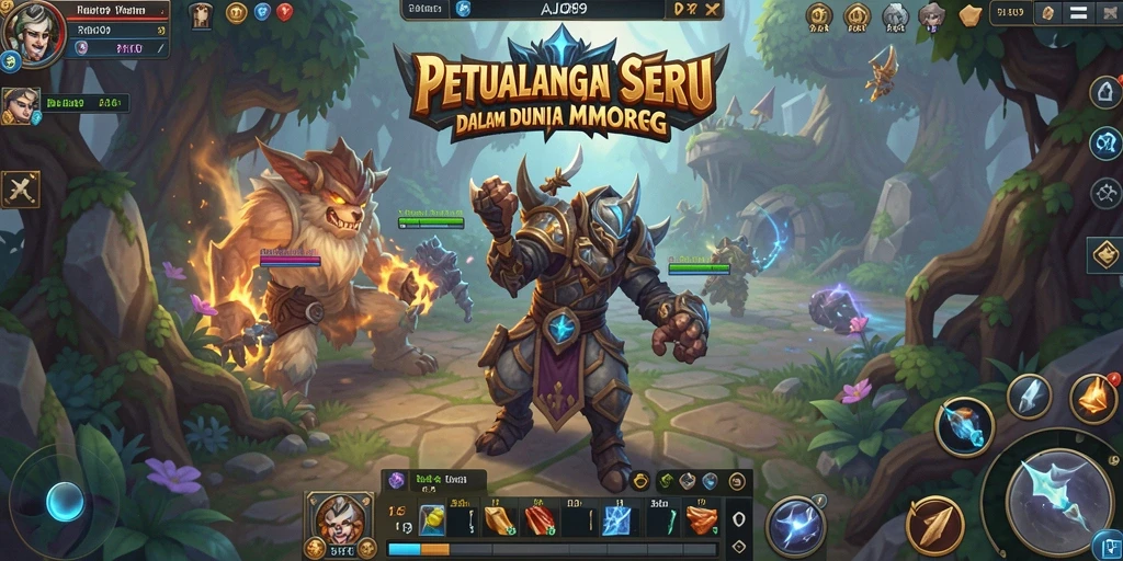 Tangkapan layar menampilkan aksi seru dalam gameplay MMORPG AJO89.