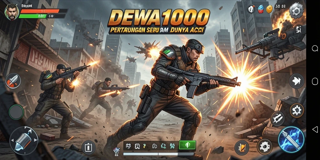 Tampilan gameplay seru DEWA1000 yang menampilkan pertarungan epik.