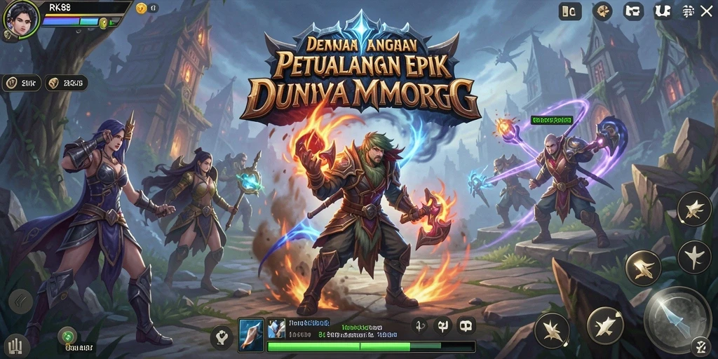 Tangkapan layar gameplay RK88 dengan pertempuran epik dan eksplorasi luas.