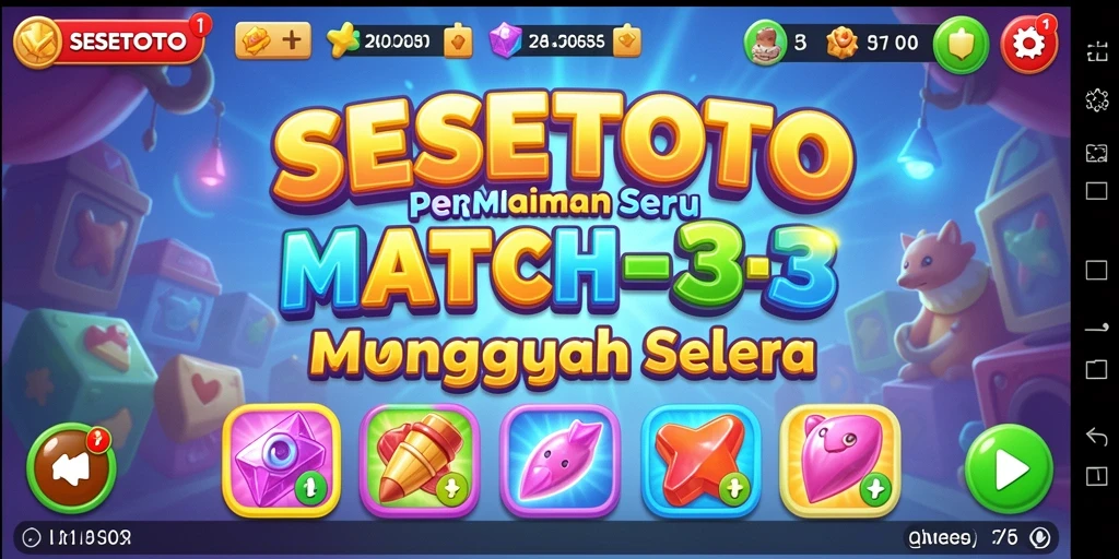 Screenshot menunjukkan gameplay seru SESETOTO dengan elemen Match-3.