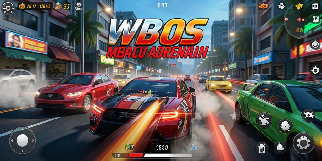 Tampilan gameplay <strong>WDBOS</strong> yang mendebarkan di trek balap spektakuler.