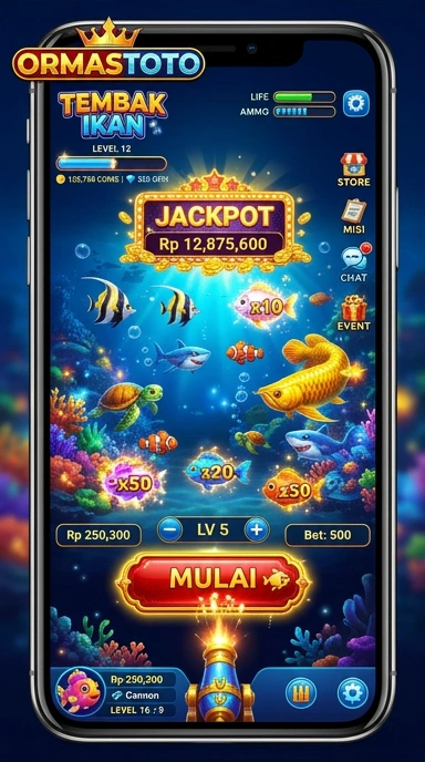 Tampilan utama aplikasi ormastoto yang menarik dan intuitif.